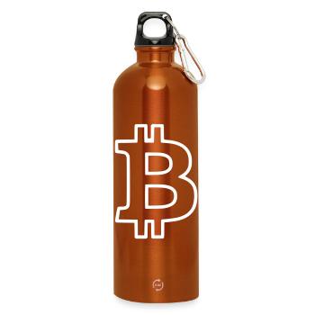 Bitcoin Logo Outline Neon Minimalistisch - Trinkflasche mit Karabiner 750 ml - Orange - Vorne