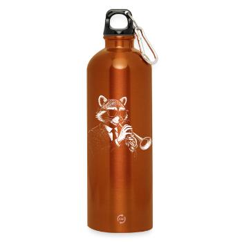 Waschbär spielt Trompete und Jazzmusik - Trinkflasche mit Karabiner 750 ml - Orange - Vorne