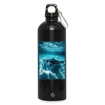 Rochen Mantarochen - Trinkflasche mit Karabiner 750 ml - Schwarz - Vorne