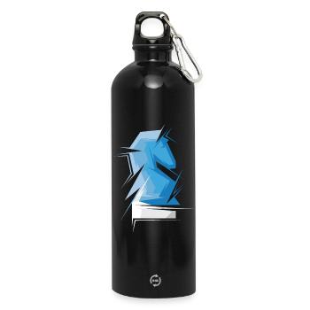 origami schach pferd Schachspieler Verein abstrakt - Trinkflasche mit Karabiner 750 ml - Schwarz - Vorne