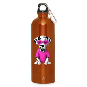 Dalmatians in Pink - Water Bottle with carabiner 750 ml - burnt orange - Front