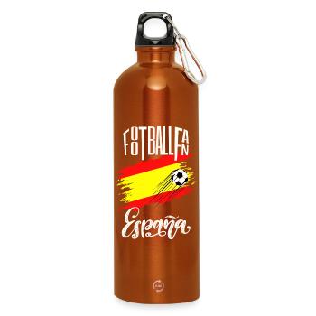 Fussball Fan Spanien - Trinkflasche mit Karabiner 750 ml - Orange - Vorne