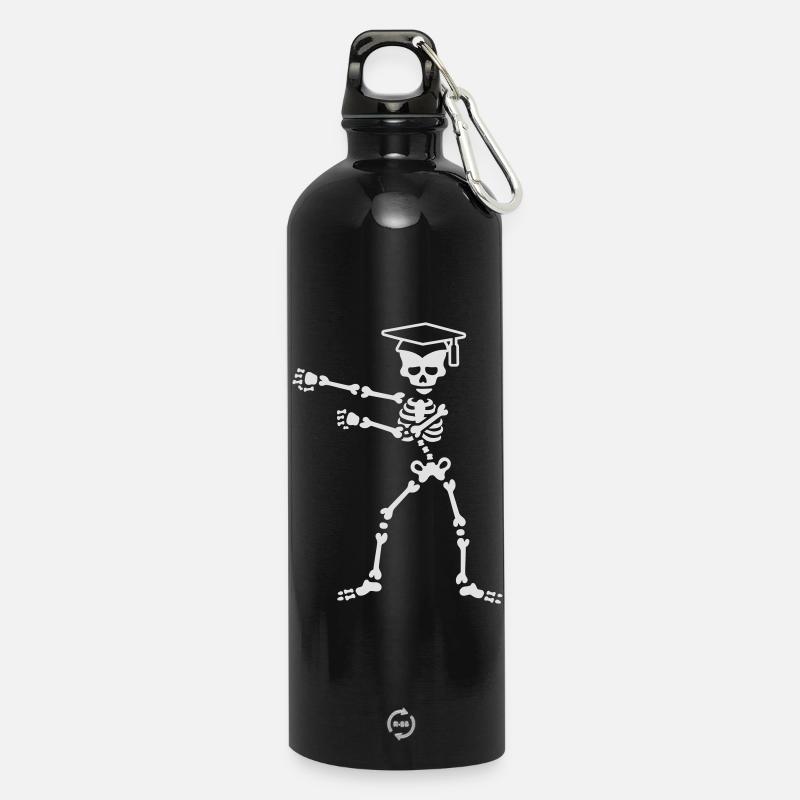 Graduation the floss dance flossing skeleton - Water Bottle with carabiner 750 ml - black