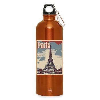 Paris Ville de l’amour - Gourde en inox avec mousqueton 750 ml - orange - Devant