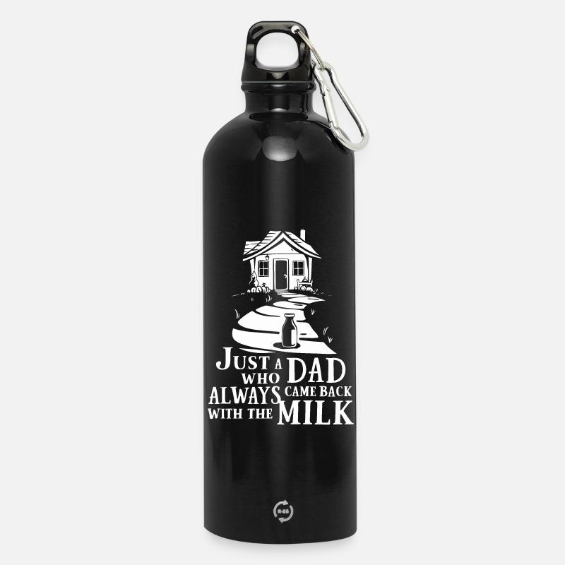 Nur ein Papa der immer mit der Milch zurück kam - Trinkflasche mit Karabiner 750 ml - Schwarz