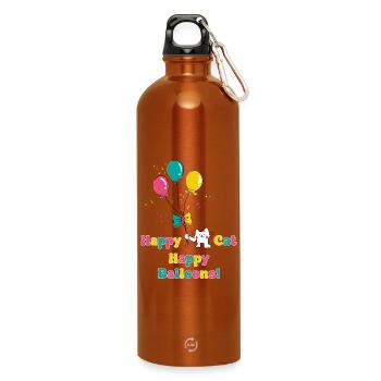 Happy Cat Happy Baloons - Water Bottle with carabiner 750 ml - burnt orange - Front