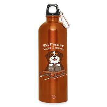 St. Bernard Dog - Water Bottle with carabiner 750 ml - burnt orange - Front