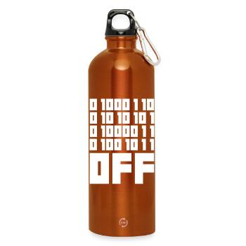 Binary Code F**k OFF – Nerd Humor & Geek Code - Water Bottle with carabiner 750 ml - burnt orange - Front