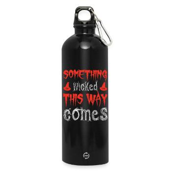 Dämonischer Spruch Druck - Trinkflasche mit Karabiner 750 ml - Schwarz - Vorne