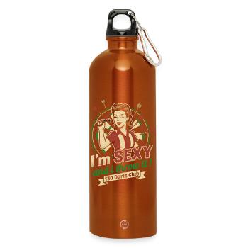 T-shirt de fléchettes pour femme : Je suis sexy et je lance ! - Gourde en inox avec mousqueton 750 ml - orange - Devant