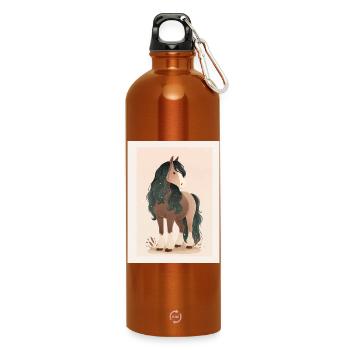 Pferd - Trinkflasche mit Karabiner 750 ml - Orange - Vorne