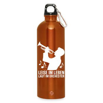 Trompete - Leise im Leben Laut im Orchester - Trinkflasche mit Karabiner 750 ml - Orange - Vorne