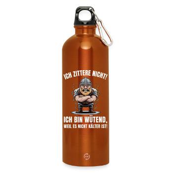 Wikinger brüllt: Kälte ignorieren - Trinkflasche mit Karabiner 750 ml - Orange - Vorne