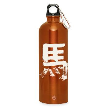 Pferd - Chinesisches Schriftzeichen / TUSCHE - Trinkflasche mit Karabiner 750 ml - Orange - Vorne