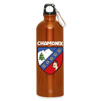Drapeau Mignon Chamonix Mont Blanc Haute Savoie - Gourde en inox avec mousqueton 750 ml - orange - Devant