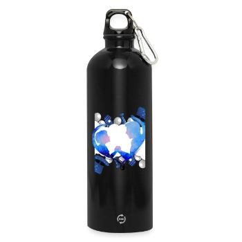 Fêtes des pères aux couleurs bleues - Gourde en inox avec mousqueton 750 ml - noir - Devant