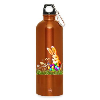 Lapin de Pâques avec des œufs colorés - Gourde en inox avec mousqueton 750 ml - orange - Devant