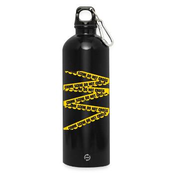 T-shirt à ruban de barrière de scène de crime - Gourde en inox avec mousqueton 750 ml - noir - Devant