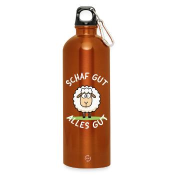 Moutons bons, tout va bien – Motif drôle - Gourde en inox avec mousqueton 750 ml - orange - Devant