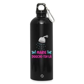 Marie, dusch dort. - Trinkflasche mit Karabiner 750 ml - Schwarz - Vorne