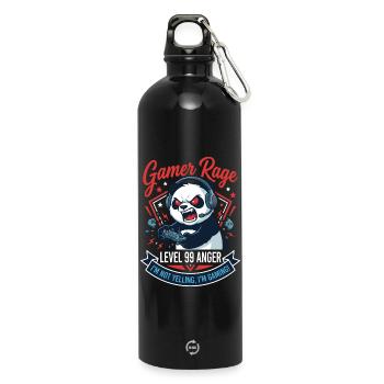 Gamer Panda Level 99 Rage - Trinkflasche mit Karabiner 750 ml - Schwarz - Vorne