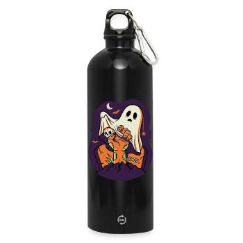 Horror Movie Night Monster Popcorn - Water Bottle with carabiner 750 ml - black - Front