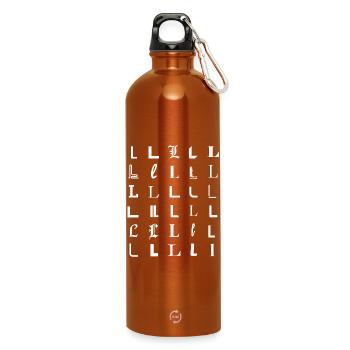 L Glyphs: Varied Typeface Portraits - Water Bottle with carabiner 750 ml - burnt orange - Front