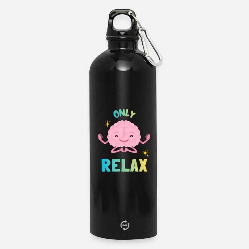 Rainbow Zen Brain - Water Bottle with carabiner 750 ml - black