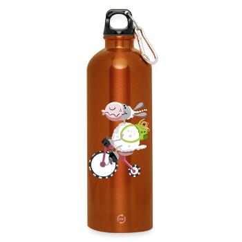 Cute sheep with bike - Water Bottle with carabiner 750 ml - burnt orange - Front