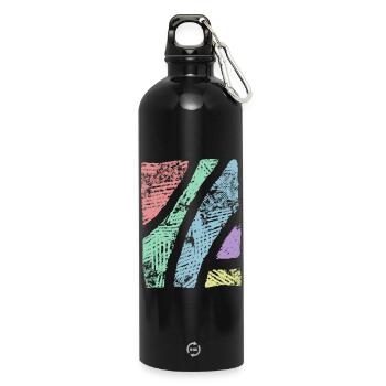 Muster Pastell Farben - Muster Abstrakt Ornament - Trinkflasche mit Karabiner 750 ml - Schwarz - Vorne