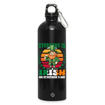 Le jour de la Saint-Patrick, tout le monde est irlandais - Gourde en inox avec mousqueton 750 ml - noir - Devant