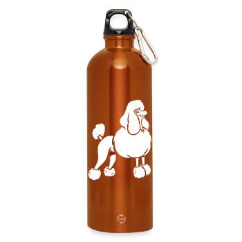 Eleganter Pudel Silhouette weiß Minimalistisch - Trinkflasche mit Karabiner 750 ml - Orange - Vorne