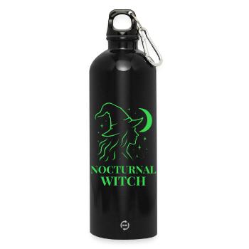 Nocturnal Witch mit Mond und Sternen Grün - Trinkflasche mit Karabiner 750 ml - Schwarz - Vorne