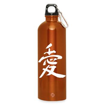 Love Symbol – Asian Kanji Heart - Water Bottle with carabiner 750 ml - burnt orange - Front