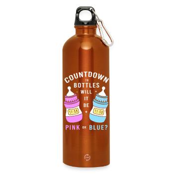 Gender Reveal New Year - Water Bottle with carabiner 750 ml - burnt orange - Front