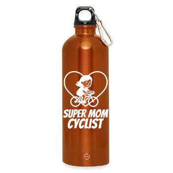 Super-Mama-Radfahrerin – Fahrradherz - Trinkflasche mit Karabiner 750 ml - Orange - Vorne