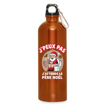 Noël 2025 Drôle Père Noël Mignon Cadeau - Trinkflasche mit Karabiner 750 ml - Orange - Vorne