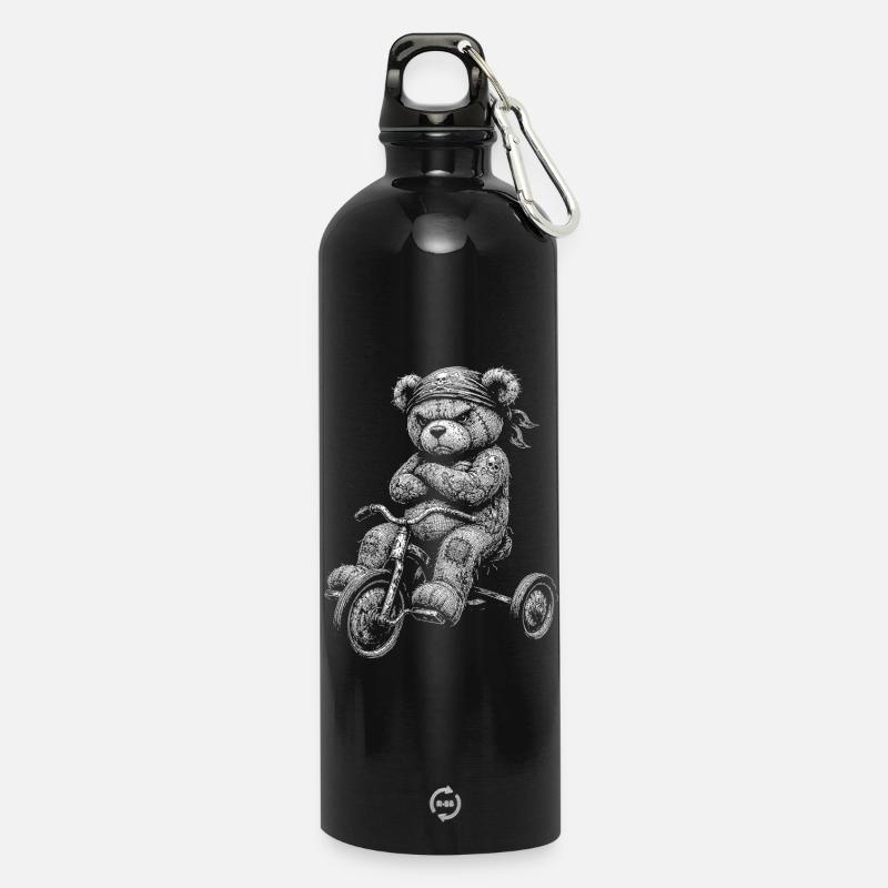 Teddybär - Trinkflasche mit Karabiner 750 ml - Schwarz