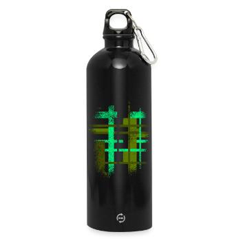 Abstrakt Cyber VINTAGE Hintergrund Design - Trinkflasche mit Karabiner 750 ml - Schwarz - Vorne
