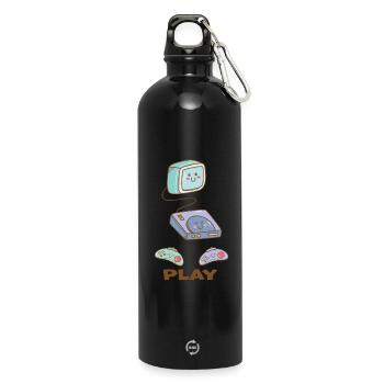 Kawaii Gaming - Sweet fun! - Water Bottle with carabiner 750 ml - black - Front