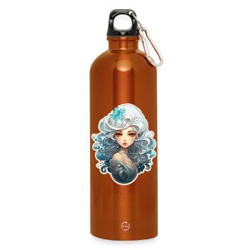 Kristall Magierin Mit Weißem Haar RPG Shirt - Trinkflasche mit Karabiner 750 ml - Orange - Vorne