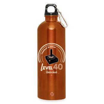 Design Gaming Level 40 freigeschaltet - Trinkflasche mit Karabiner 750 ml - Orange - Vorne