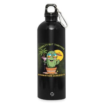 Sommerkaktus – Durstig, aber voller Leben - Trinkflasche mit Karabiner 750 ml - Schwarz - Vorne