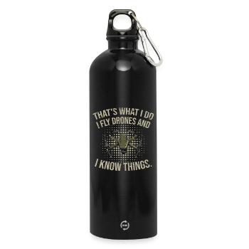 C'est ce que je fais - je pilote des drones et je sais des choses - Gourde en inox avec mousqueton 750 ml - noir - Devant