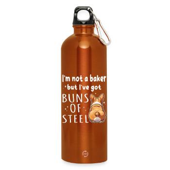 Petits pains d’acier Corgi Jeu de mots - Gourde en inox avec mousqueton 750 ml - orange - Devant