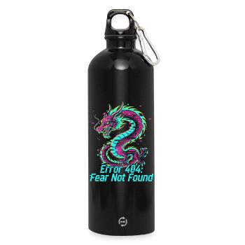 Dragon Neon 404 Glitch - Water Bottle with carabiner 750 ml - black - Front