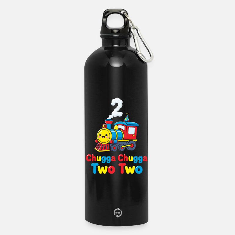Two Two Train 2. Geburtstag vor 2 Jahren - Trinkflasche mit Karabiner 750 ml - Schwarz
