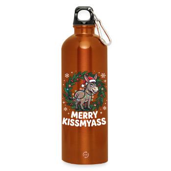 Merry KissMyAss Esel Pyjama Sarkastisch Xmas Lusti - Trinkflasche mit Karabiner 750 ml - Orange - Vorne