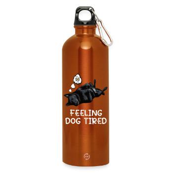 Feeling Dog Tired Schwarzer Schäferhund Besitzer - Trinkflasche mit Karabiner 750 ml - Orange - Vorne