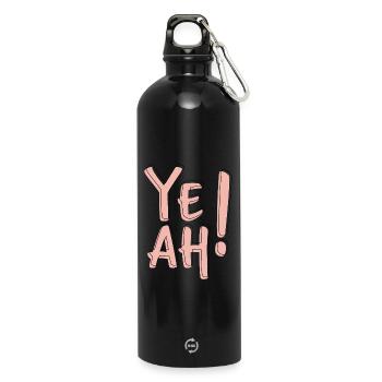 Yeah Bold Typography Fun Statement Aesthetic  - Trinkflasche mit Karabiner 750 ml - Schwarz - Vorne